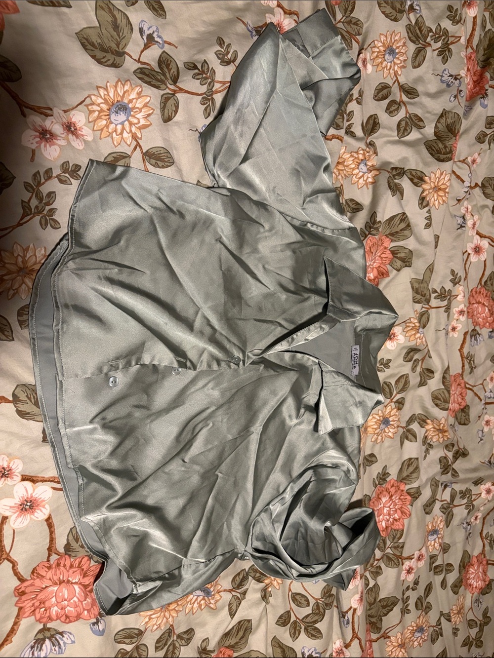 Satin Button-Front Women's Blouse in Sage